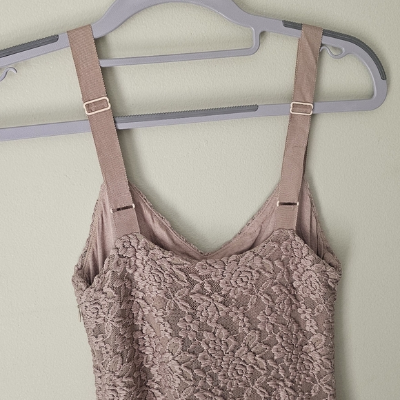 Free People Foiled Ombré Nude Tan Gold Lace Fit & N Flare Dress Boho Gypsy Party - Picture 9 of 13